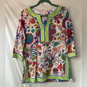 Gretchen Scott Colorful Pattern 3/4 Sleeve Tunic Top P